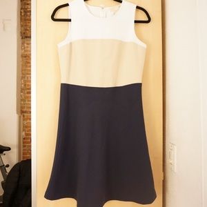 Michael Kors Beige Navy Blue ColorBlock Mini Dress